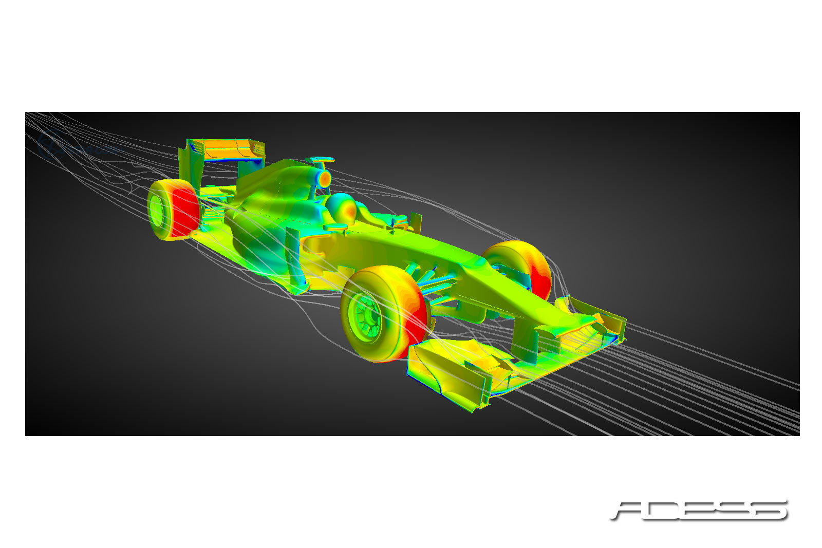 Pressure field and streamlines over a Formula 1 car